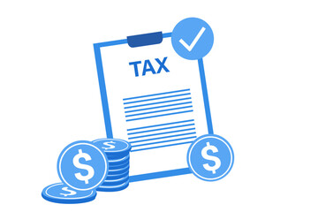 Taxation concept. Businessman preparing documents for tax calculation, making income tax return and calculating business invoices.	
