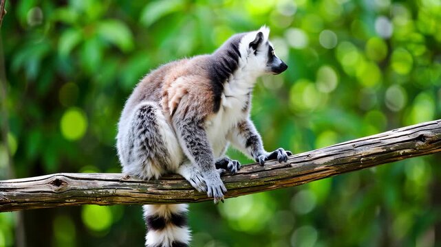 Ring-tailed lemur on tree branch