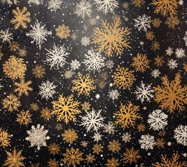 Gold and silver snow flakes pattern nature backgrounds.