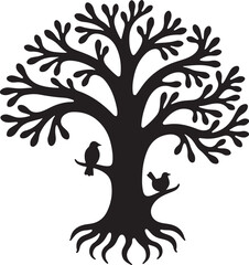 Tree and Birds Clipart Set of