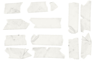 Set of Torn White Masking Tape Strips and Pieces
