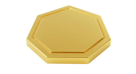 Gold octagon shape, design element isolated PNG with Transparent Background
