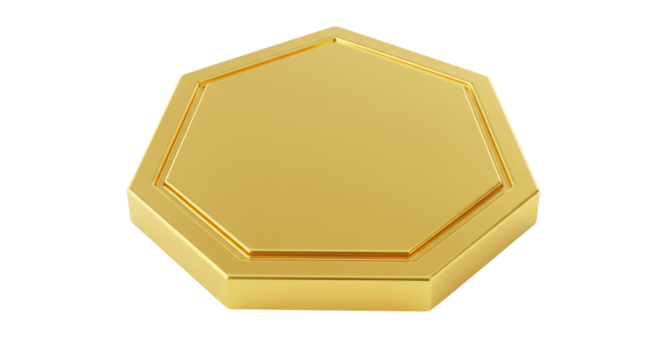 Gold octagon shape, design element isolated PNG with Transparent Background