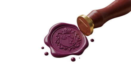 Sealing wax stamp with a coat of arms for documents isolated PNG with Transparent Background