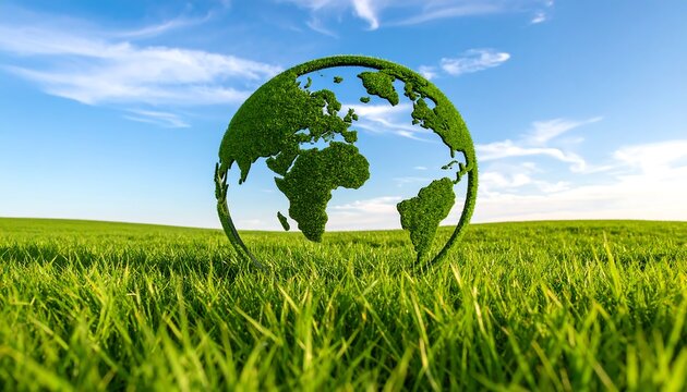 Earth globe of grass in a field