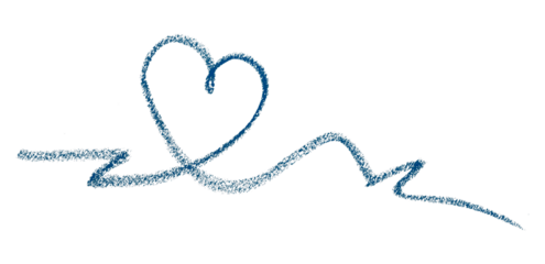 Hand drawn blue pencil lines, circles, stripes and squiggly lines on transparent background.