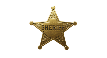 Sheriff metal star badge for law enforcement isolated PNG with Transparent Background