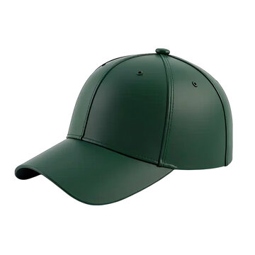 3d Dark Green baseball cap isolated on transparent background