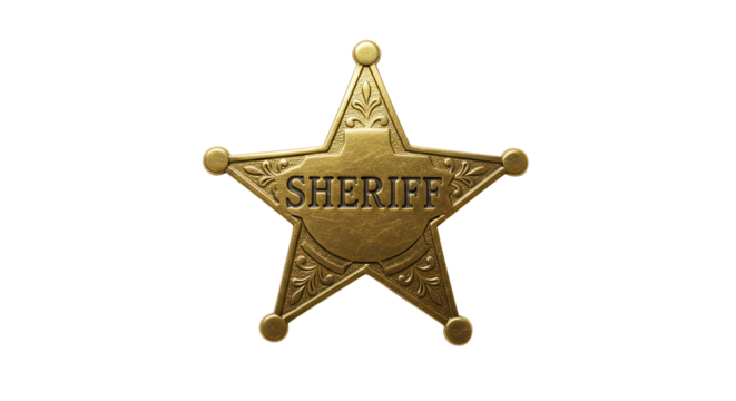 Sheriff metal star badge for law enforcement isolated PNG with Transparent Background
