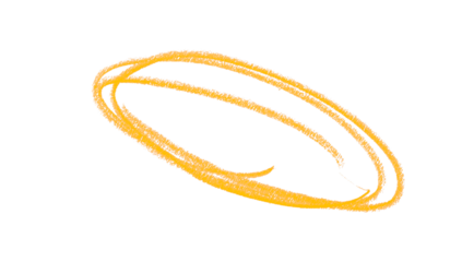 Hand drawn yellow pencil lines, circles, stripes and squiggly lines on a transparent background.