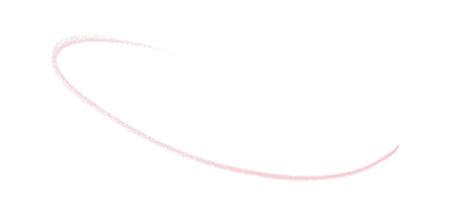 Hand drawn pink pencil lines, circles, stripes and squiggly lines on transparent background.