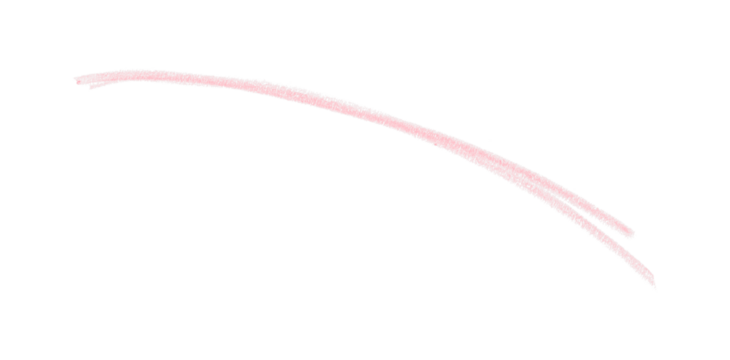 Hand drawn pink pencil lines, circles, stripes and squiggly lines on transparent background.