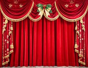高級感あふれるレッドカーテンのクリスマスステージ