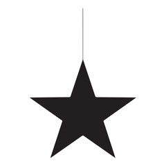 Black and White Hanging Star Ornament Vector Illustration