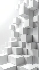 Abstract 3D composition of stacked white cubes