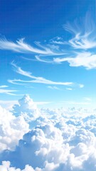 High-angle view of fluffy white clouds against a vibrant blue sky (3)