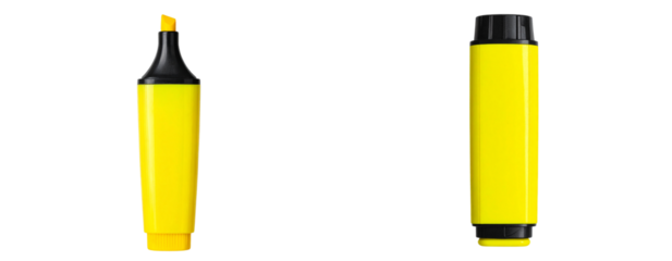  Front View of Yellow Highlighter Pen Isolated on Transparent Background PNG