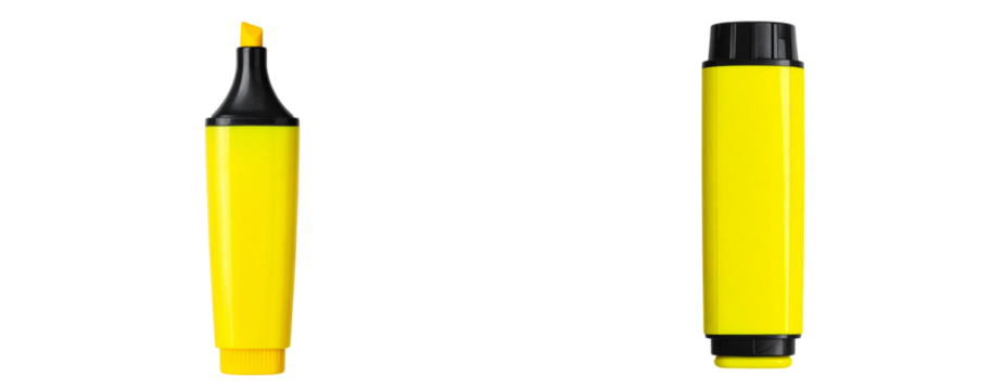  Front View of Yellow Highlighter Pen Isolated on Transparent Background PNG - Powered by Adobe