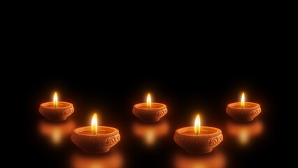 Indian Festival of Lights Celebration with Five Oil Lamps