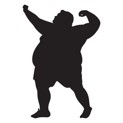 Vector silhouette of a fat man.