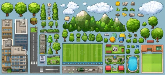 Top-down vector map assets for games