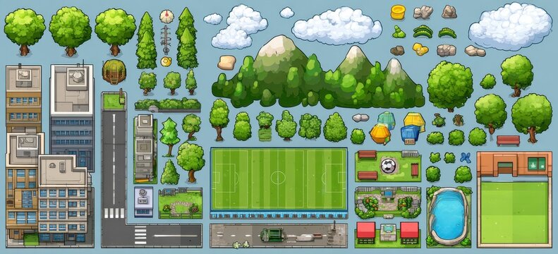 Top-down vector map assets for games