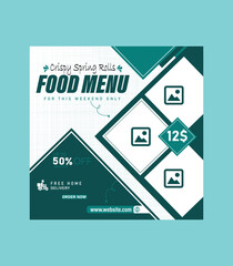 Food Menu and Restaurant Social Media Post Design Template