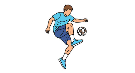 Dynamic illustration of a football player expertly juggling a soccer ball on a white background image