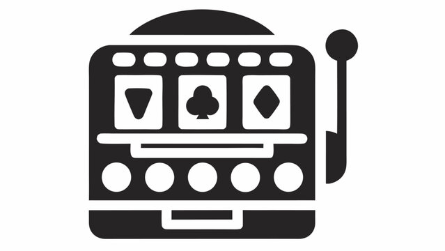 Illustration of a slot machine with card suits symbols on the reels and a lever on the right side