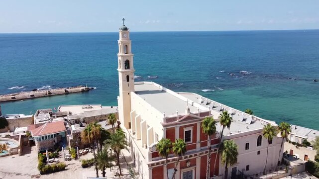 Old Jaffa port, Tel Aviv, Israel. Aerial view 