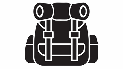 Fototapeta premium Illustration of a black hiking backpack with straps and additional storage compartments on the top side