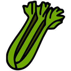 hand drawn vector illustration of a green celery