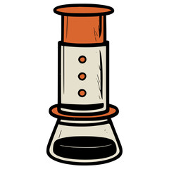 AeroPress coffee maker hand drawn vector icon
