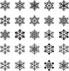 Fototapeta premium Snowflake Symphony: A collection of intricate and elegant snowflakes arranged in a visually captivating pattern. capturing the delicate beauty of winter's frozen artistry.