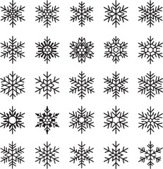 Obraz premium Frozen Symphony: A captivating collection of individual snowflakes, each an intricate testament to nature's artistry, in a mesmerizing display of winter's delicate beauty.