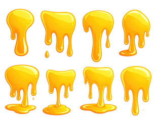 Dripping honey or syrup in various shapes and positions