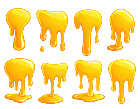 Dripping honey or syrup in various shapes and positions