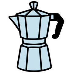 Moka pot stovetop espresso hand drawn vector icon
