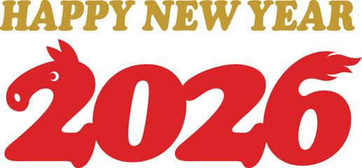 HAPPY NEW YEAR 2026馬ロゴ　(午年　年賀状用)