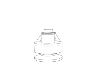Mechanical Engineering Pulley System: Clear Wireframe Diagram for Industrial Machinery Design. Simple Monochrome Line Art Schematic demonstrating Power Transmission and Machine Component Architecture.
