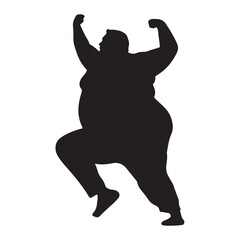 Vector silhouette of a fat man.