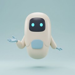 Cartoon Robot Character Presenting Information with Open Hands
