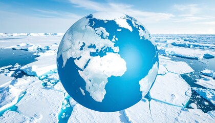 Earth globe over arctic ice