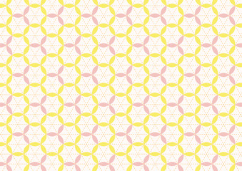 はんなりかわいいアレンジ七宝柄のシームレス背景_黄