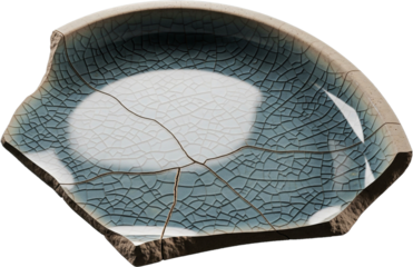 Ceramic Crackle Glaze Tile Fragment, Transparent Background