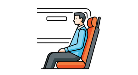 Illustration depicting a passenger seated comfortably on a train carriage during travel, highlighting the ease and convenience of modern commuting
