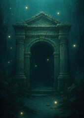 Fototapeta premium Mystical underwater ancient archway.