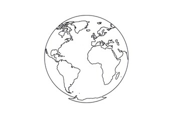 Obraz premium Simple earth outline depicting geography, continents and global topology