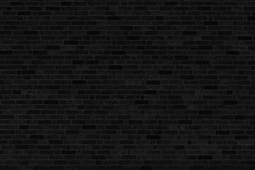 Old shabby black brick wall distressed texture. Rough brickwork dark gloomy backdrop wallpaper. Abstract grunge textured background