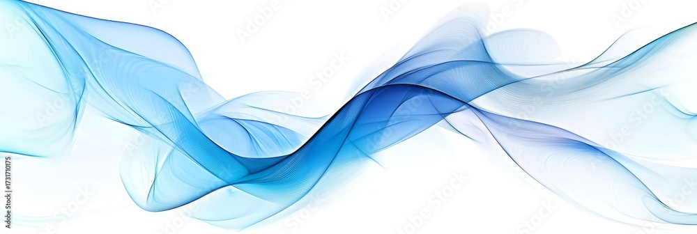 Sticker abstract blue waves flowing on a white background, evoking serenity and dynamic motion in design.